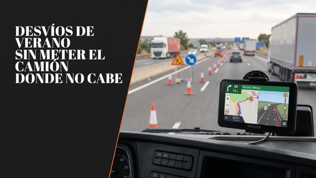 GPS para camión de 7 pulgadas NAVION X7 utilizado para preparar un desvío por obras