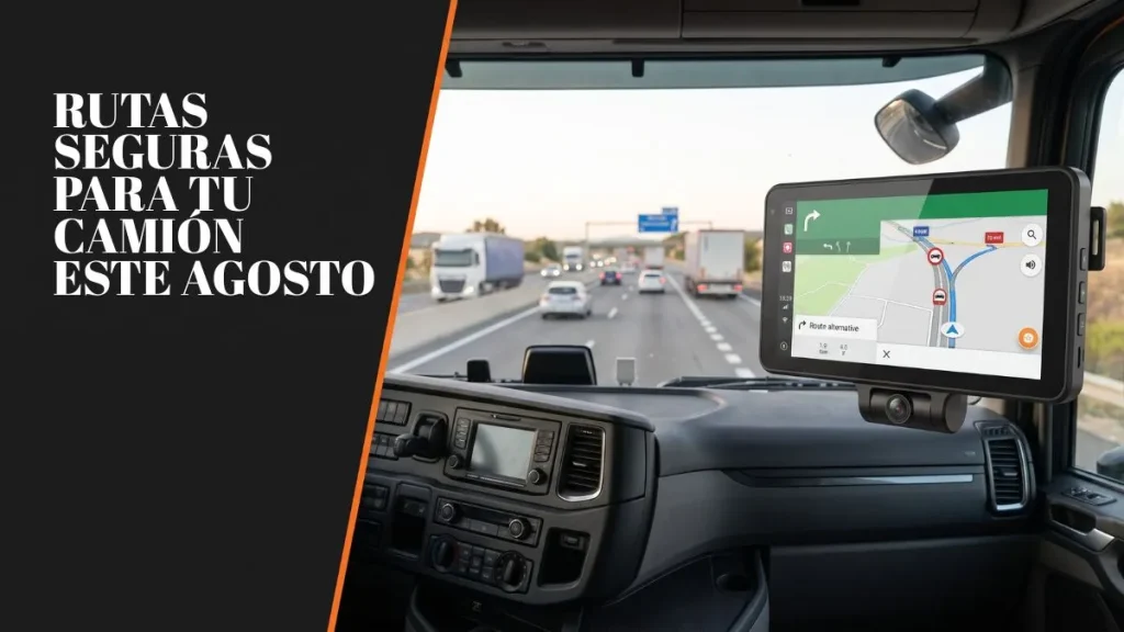 GPS para camión NAVION X9 mostrando una ruta adaptada para vehículos pesados